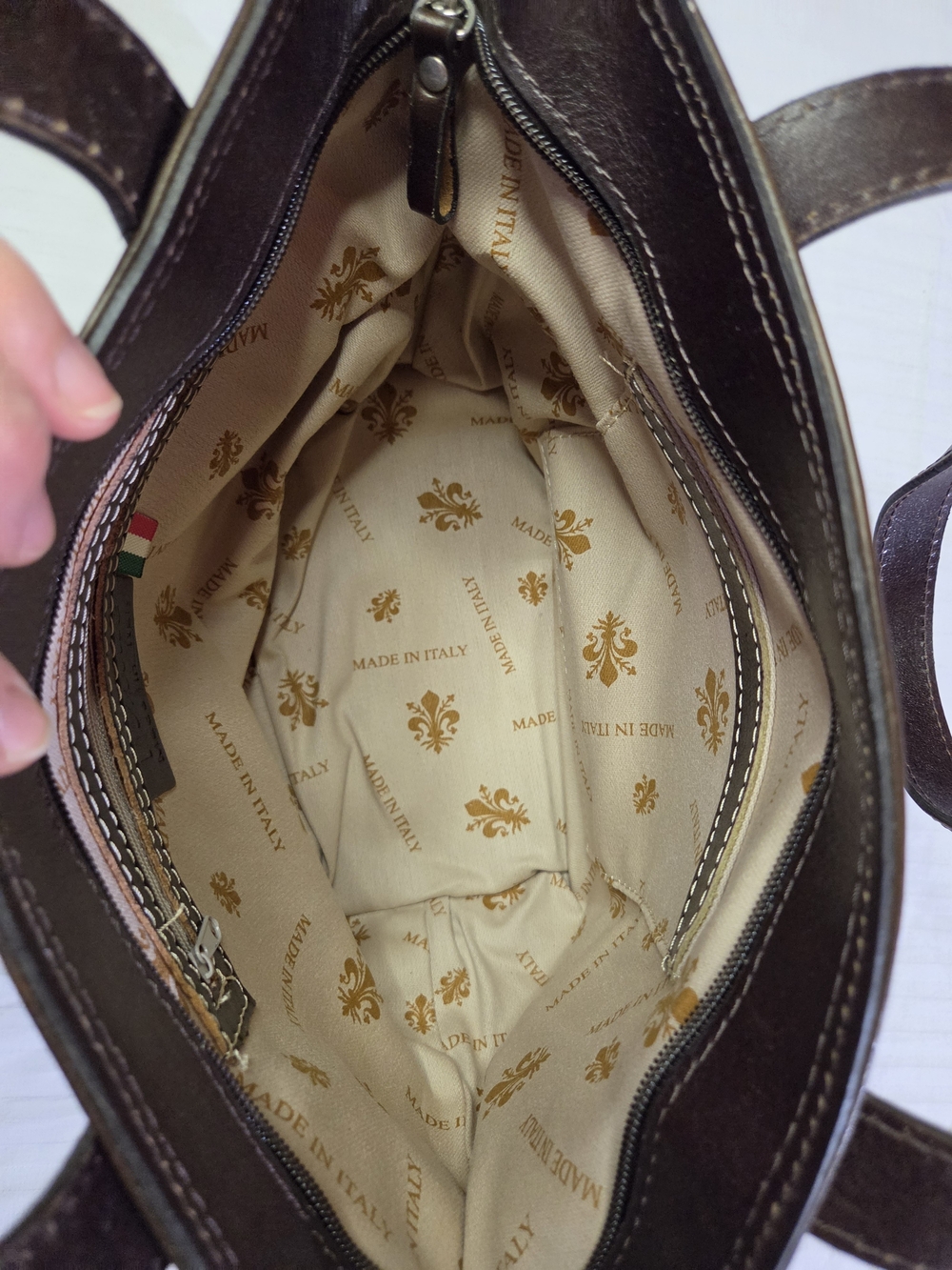 VINTAGE T Nobile Dark Brown Italian Leather Handbag MADE in ITALY. - Picture 8 of 11